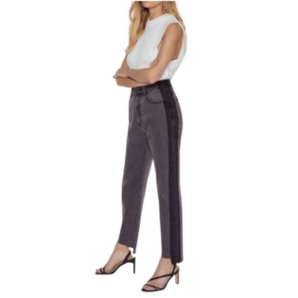 Nasty Gal grey black Side By Side high waisted mom jeans size 40 - Picture 2 of 11